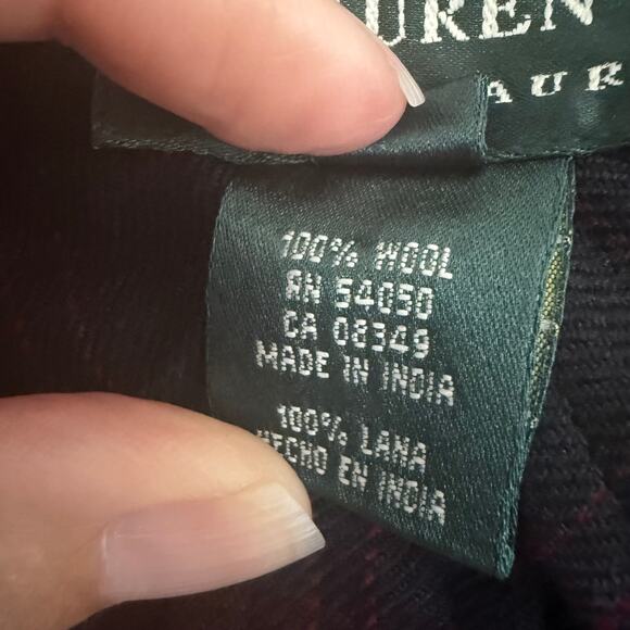 Lauren Ralph Lauren Wool Shirt Women XL Burgundy Plaid Long Sleeve Bloke Country - Picture 4 of 9